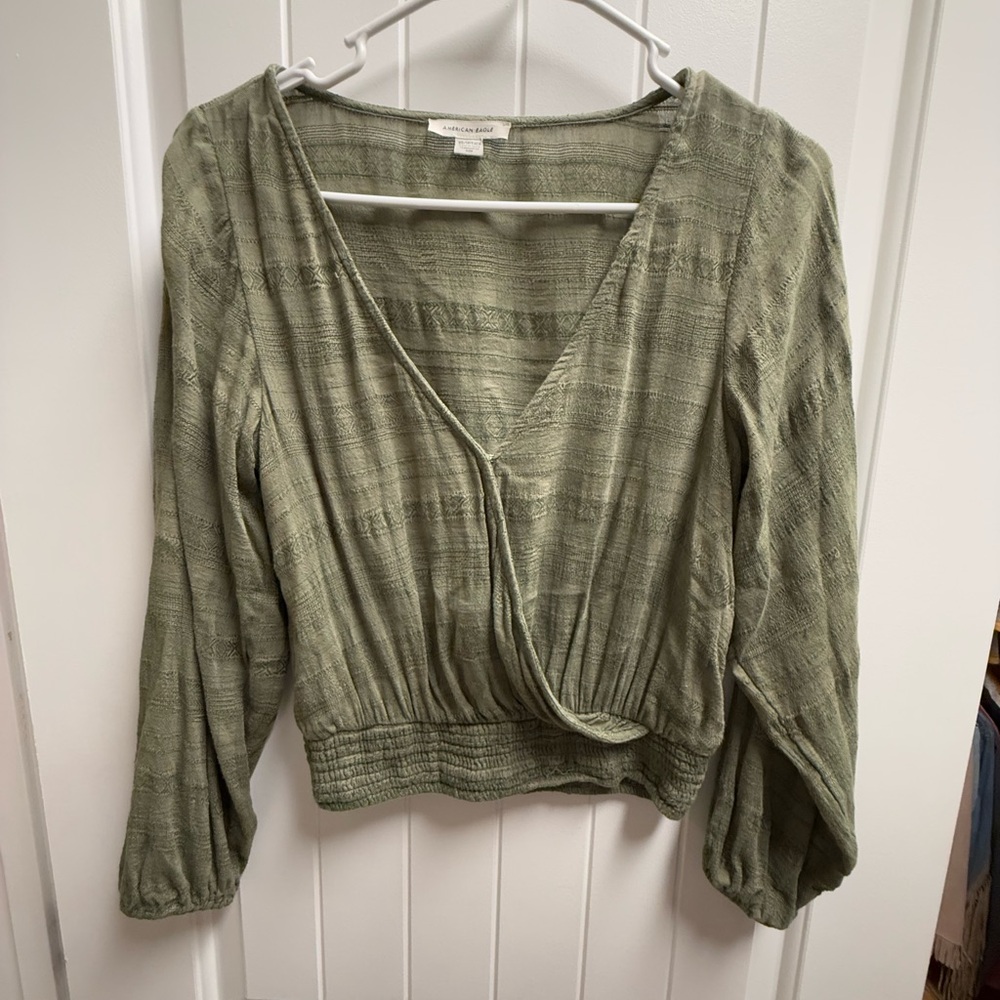 American Eagle Army Green Blouse Size XS EUC - Picture 2 of 4